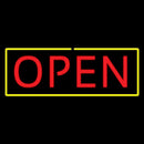 Open Yellow Border Red Letters Handmade Art Neon Sign