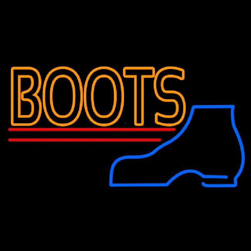 Orange Double Stroke Boots Handmade Art Neon Sign