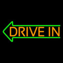 Orange Drive In Green Arrow Handmade Art Neon Sign