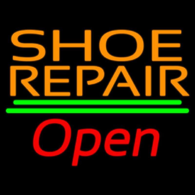 Orange Shoe Repair Open Handmade Art Neon Sign