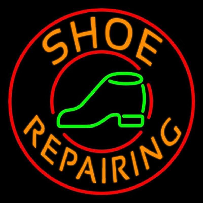 Orange Shoe Repairing Handmade Art Neon Sign