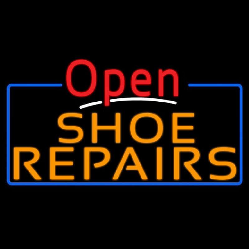 Orange Shoe Repairs Open Handmade Art Neon Sign