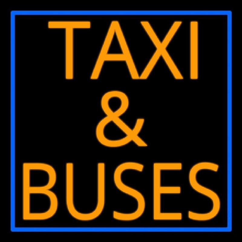 Orange Taxi And Buses With Border Handmade Art Neon Sign