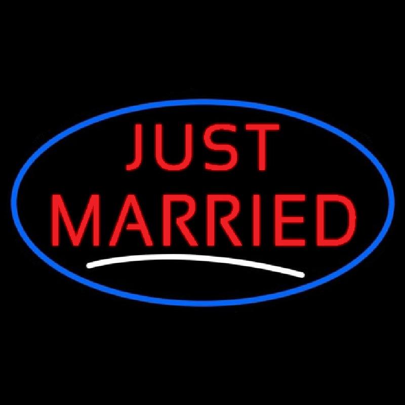 Oval Just Married Handmade Art Neon Sign