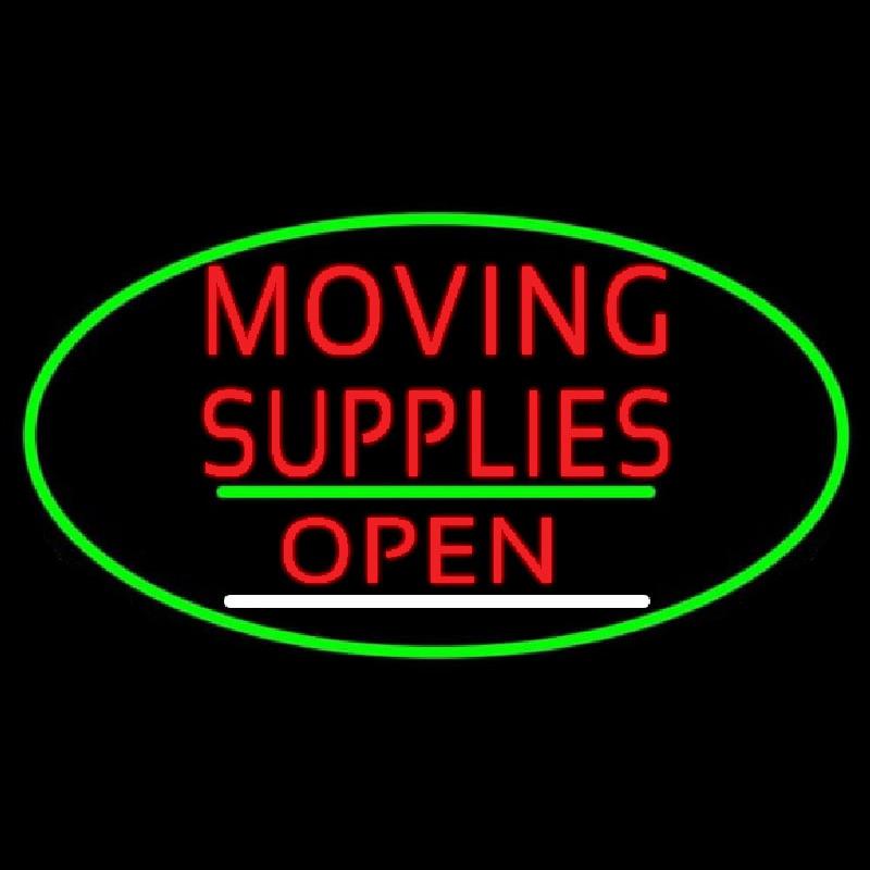 Oval Moving Supplies Open Green Line Handmade Art Neon Sign