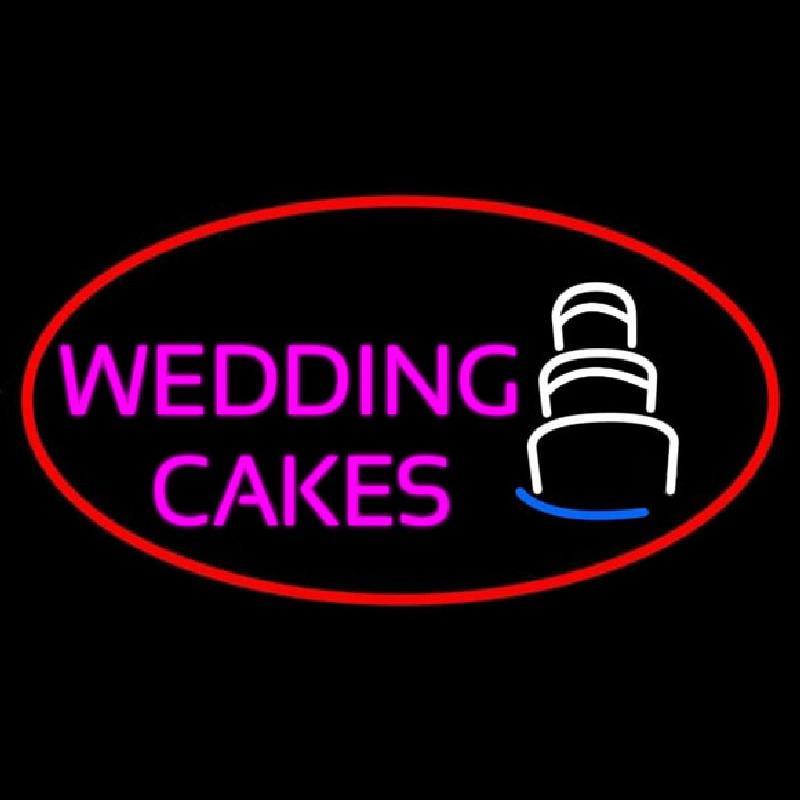 Oval Pink Wedding Cakes Handmade Art Neon Sign