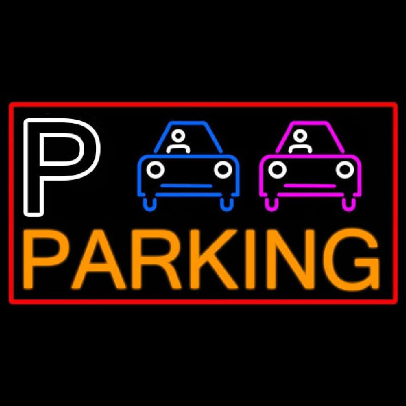 P And Car Parking With Red Border Handmade Art Neon Sign