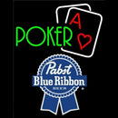 Pabst Blue Ribbon Green Poker Beer Sign Handmade Art Neon Sign