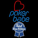 Pabst Blue Ribbon Poker Girl Heart Babe Beer Sign Handmade Art Neon Sign