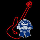 Pabst Blue Ribbon Red Guitar Beer Sign Handmade Art Neon Sign