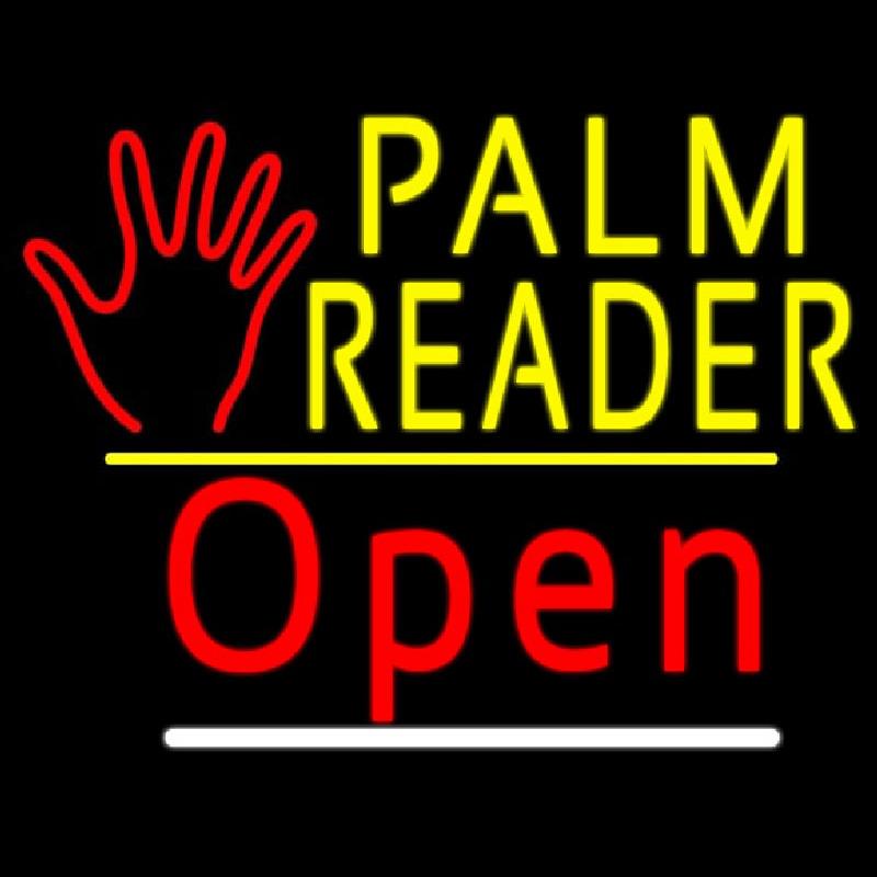 Palm Reader Logo Open Yellow Line Handmade Art Neon Sign