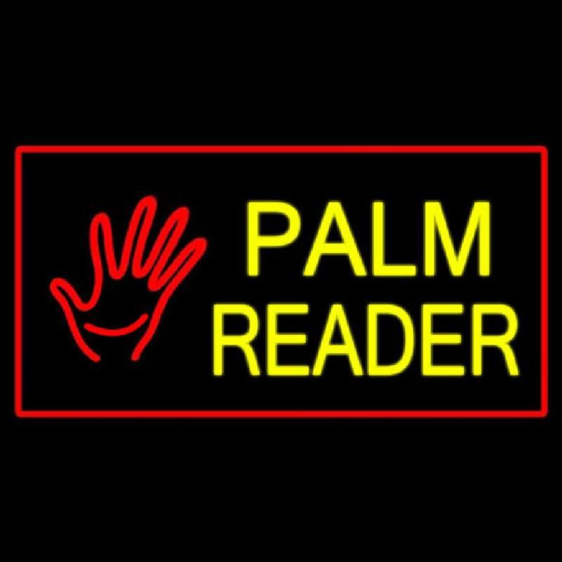 Palm Reader Logo Red Rectangle Handmade Art Neon Sign