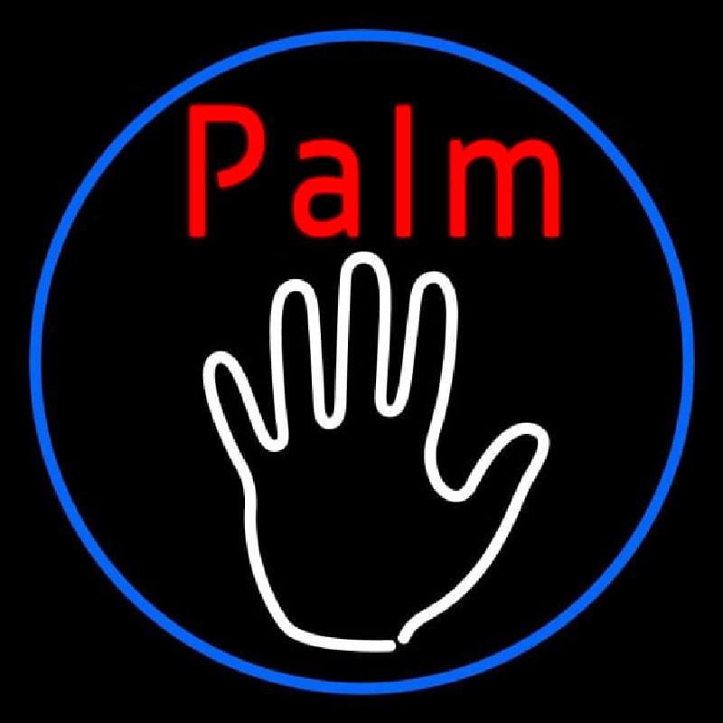 Palm Reader Logo With Blue Border Handmade Art Neon Sign