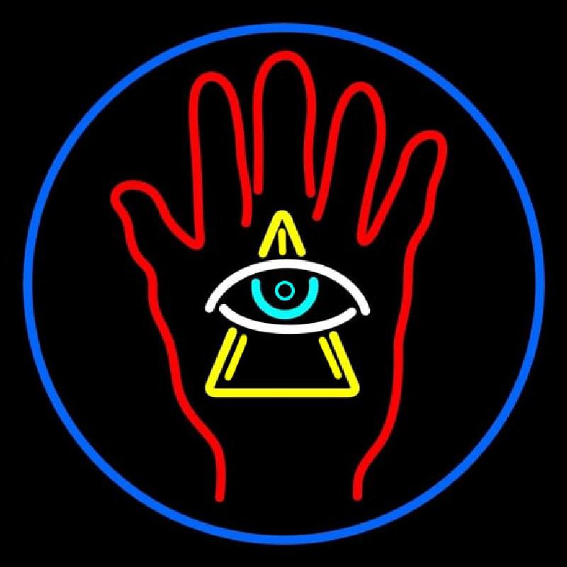 Palm With Eye Pyramid Handmade Art Neon Sign