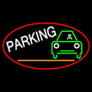 Parking And Car Oval With Red Border Handmade Art Neon Sign