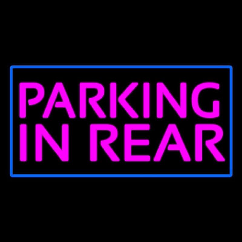 Parking In Rear Blue Rectangle Handmade Art Neon Sign