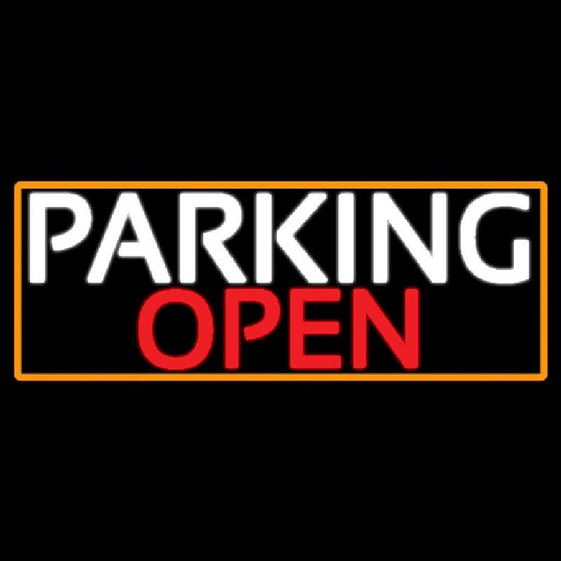 Parking Open With Orange Border Handmade Art Neon Sign