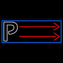 Parking P With Arrow With Blue Border Handmade Art Neon Sign