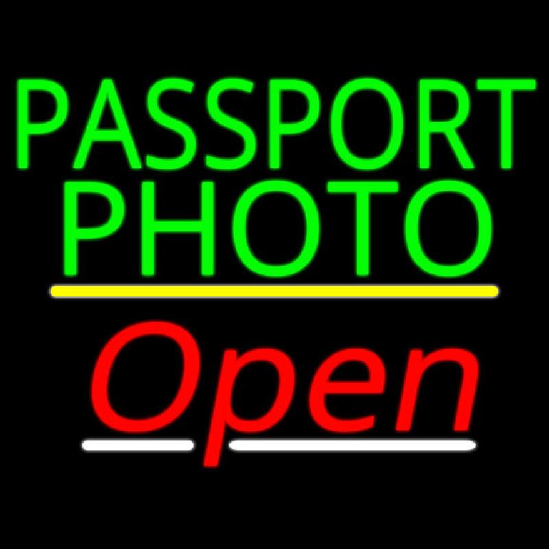 Passport Photo Open Yellow Line Handmade Art Neon Sign