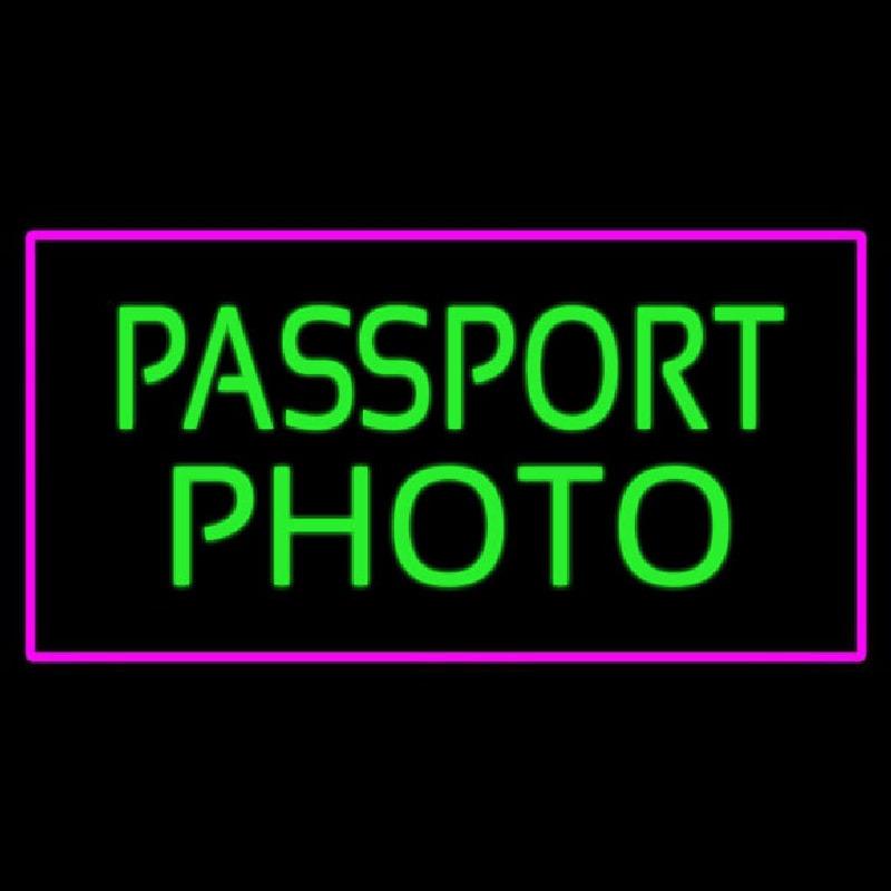 Passport Photo Purple Rectangle Handmade Art Neon Sign