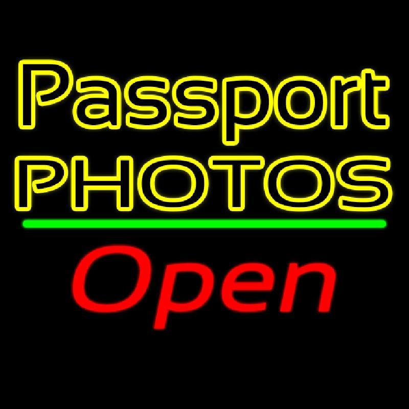Passport Photos Block With Open 2 Handmade Art Neon Sign