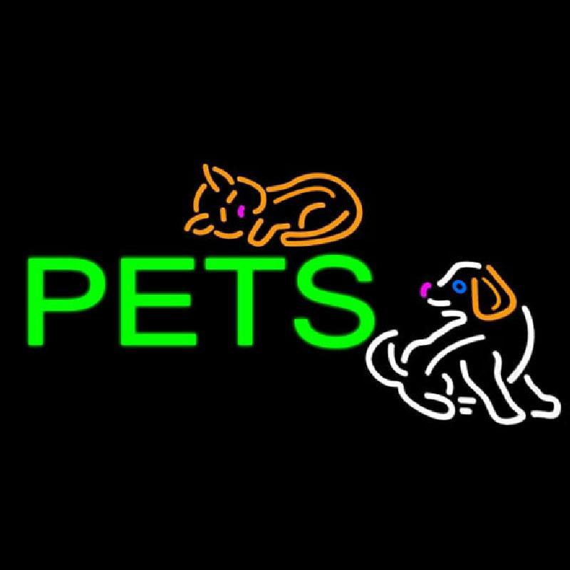 Pets With Colorful Logo Handmade Art Neon Sign