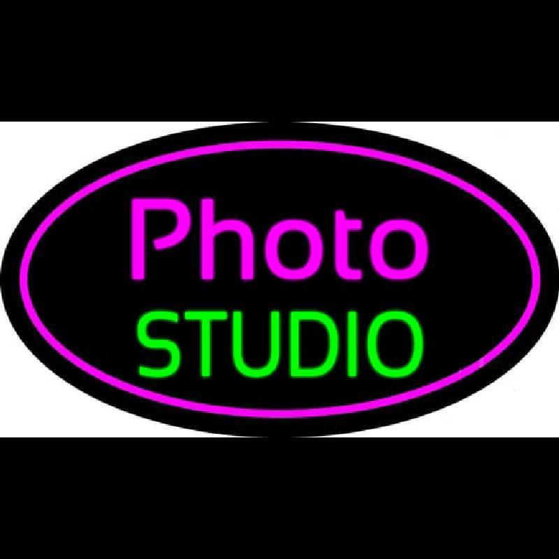 Photo Studio Purple Oval Handmade Art Neon Sign