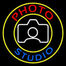 Photo Studio With Camera Logo Circle Handmade Art Neon Sign