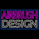 Pink Airbrush Design With Blue Border Handmade Art Neon Sign