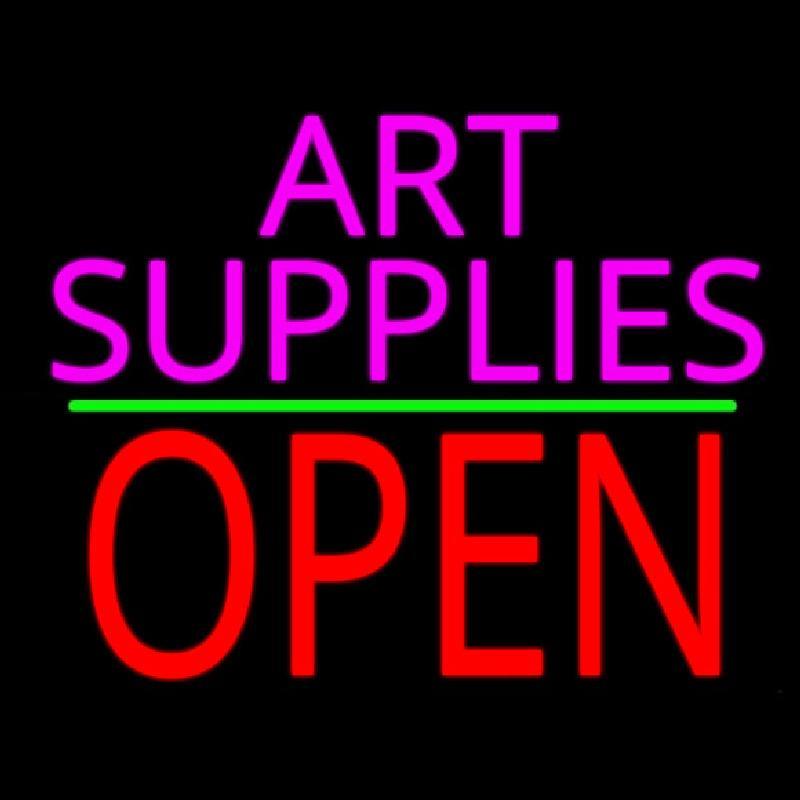 Pink Art Supplies Block With Open 1 Handmade Art Neon Sign