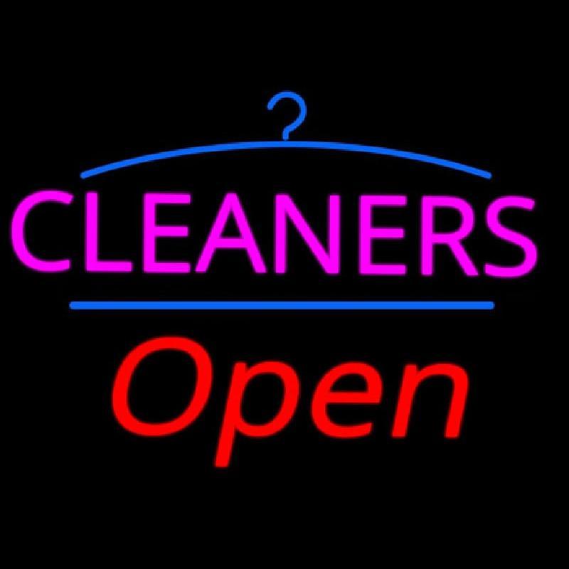 Pink Cleaners Logo Open Handmade Art Neon Sign