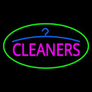 Pink Cleaners Oval Green Border Handmade Art Neon Sign