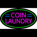 Pink Coin Laundry Oval Green Border Handmade Art Neon Sign
