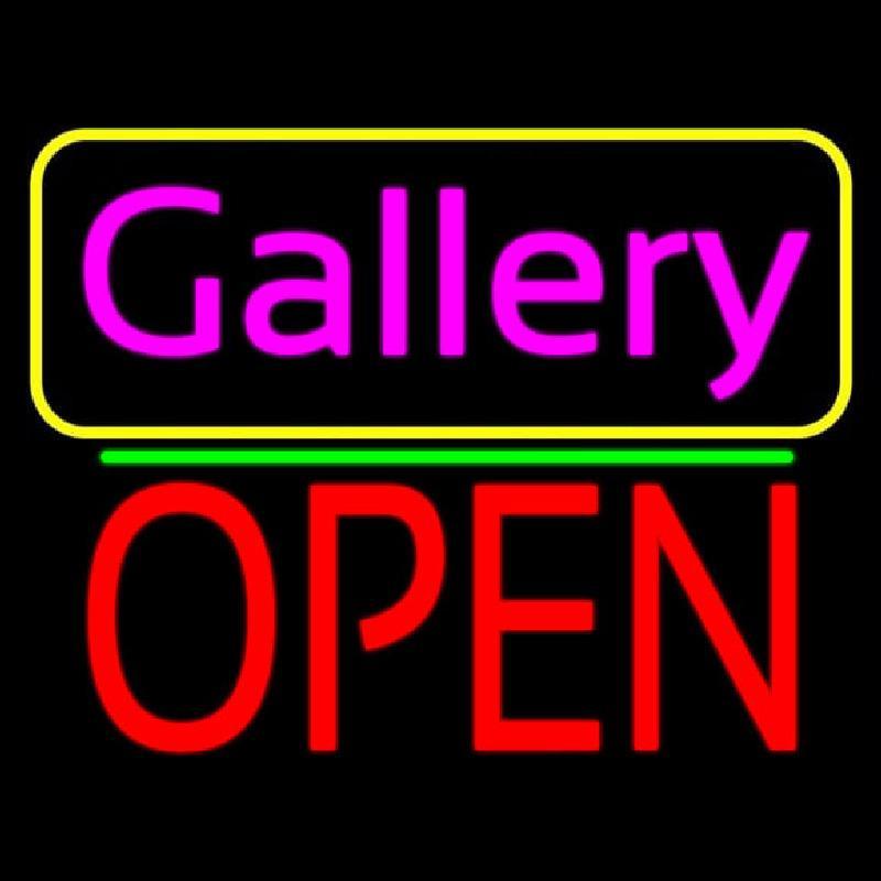 Pink Cursive Gallery With Open 1 Handmade Art Neon Sign