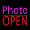 Pink Cursive Photo With Open 1 Handmade Art Neon Sign