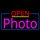 Pink Cursive Photo With Open 4 Handmade Art Neon Sign