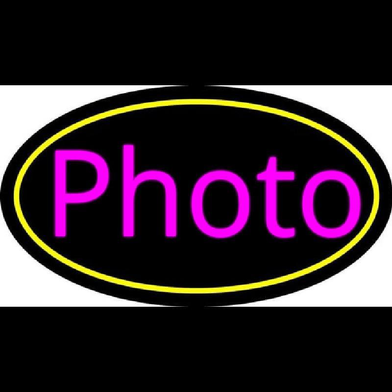 Pink Cursive Photo With Oval Handmade Art Neon Sign