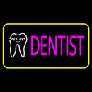 Pink Dentist Tooth Logo Yellow Border Handmade Art Neon Sign