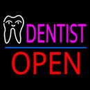 Pink Dentist White Tooth Blue Line Open Handmade Art Neon Sign