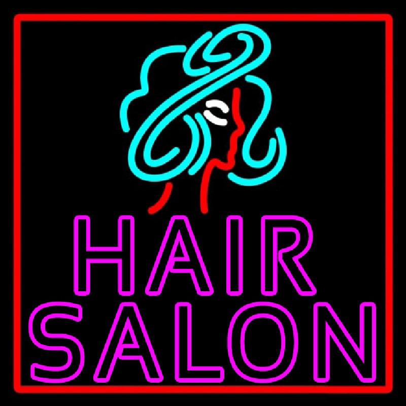 Pink Double Stroke Hair Salon With Girl Logo Handmade Art Neon Sign