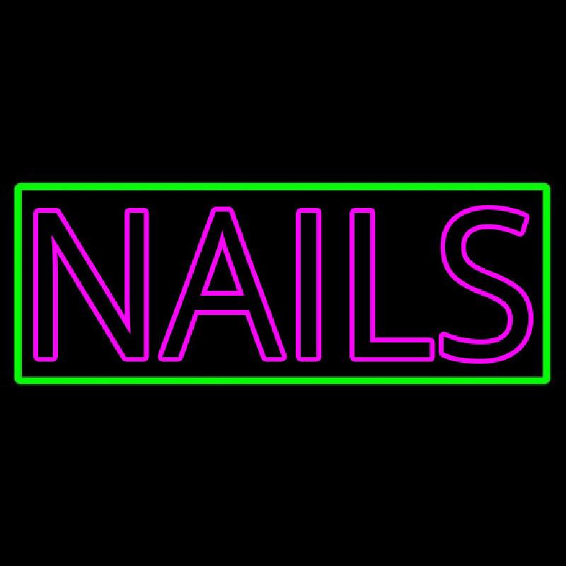 Pink Double Stroke Nails Handmade Art Neon Sign