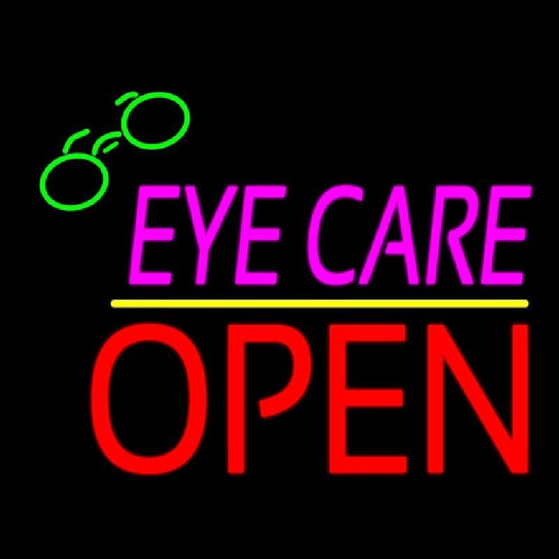 Pink Eye Care Block Red Open Yellow Line Handmade Art Neon Sign