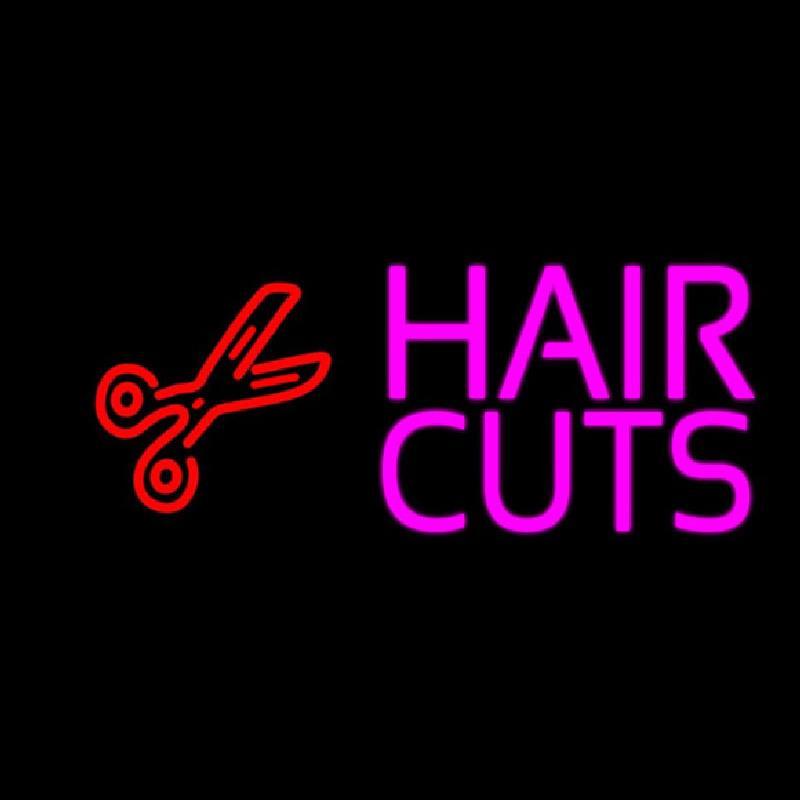 Pink Hair Cut With Scissor Handmade Art Neon Sign