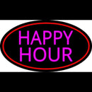 Pink Happy Hour Oval With Red Border Handmade Art Neon Sign