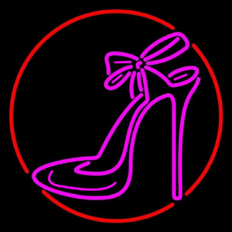 Pink High Heels With Ribbon Handmade Art Neon Sign
