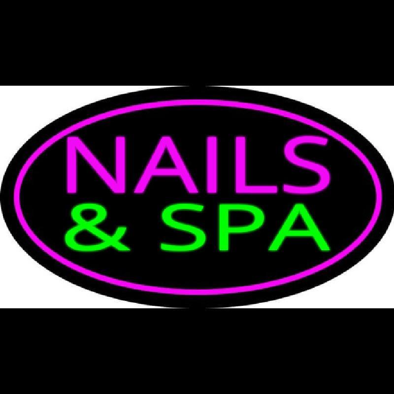 Pink Nails And Spa Oval Pink Border Handmade Art Neon Sign