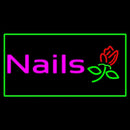 Pink Nails With Flower Logo Green Border Handmade Art Neon Sign