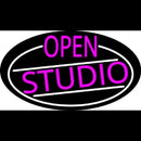 Pink Open Studio Oval With White Border Handmade Art Neon Sign
