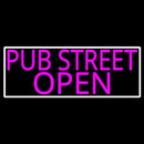 Pink Pub Street Open With White Border Handmade Art Neon Sign