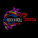 Pink Rock N Roll Guitar Block Handmade Art Neon Sign